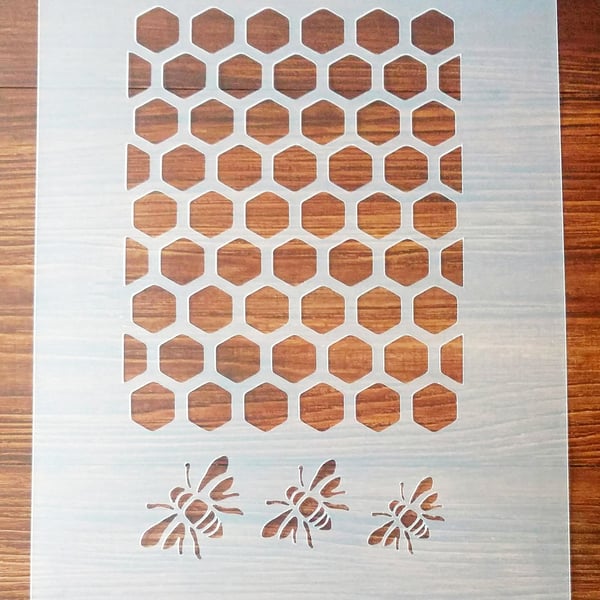 Bee Honeycomb Stencil Mask Reusable PP Sheet for Arts & Crafts