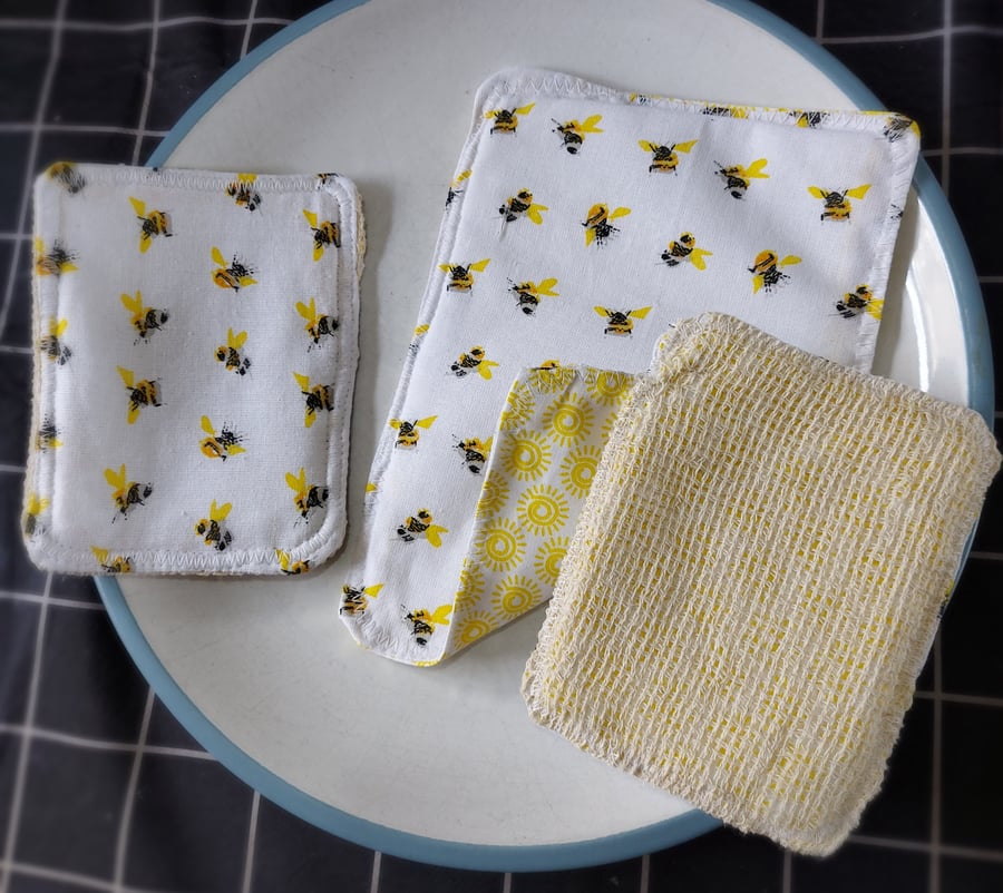 Honey Bees reusable kitchen and dish cloths, highly absorbent 
