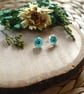 Forget-Me-Not - Real dried flowers, resin stud earrings with Sterling Silver ba 