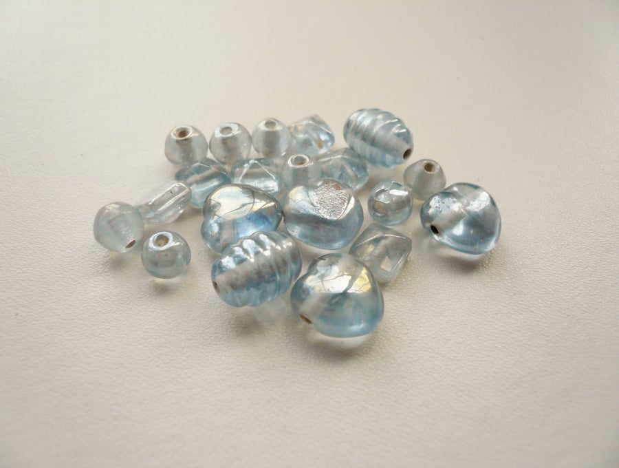 20 Pale Blue Indian Glass Bead Mix
