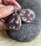 Purple striped Tagua nut large earrings  - Image 5