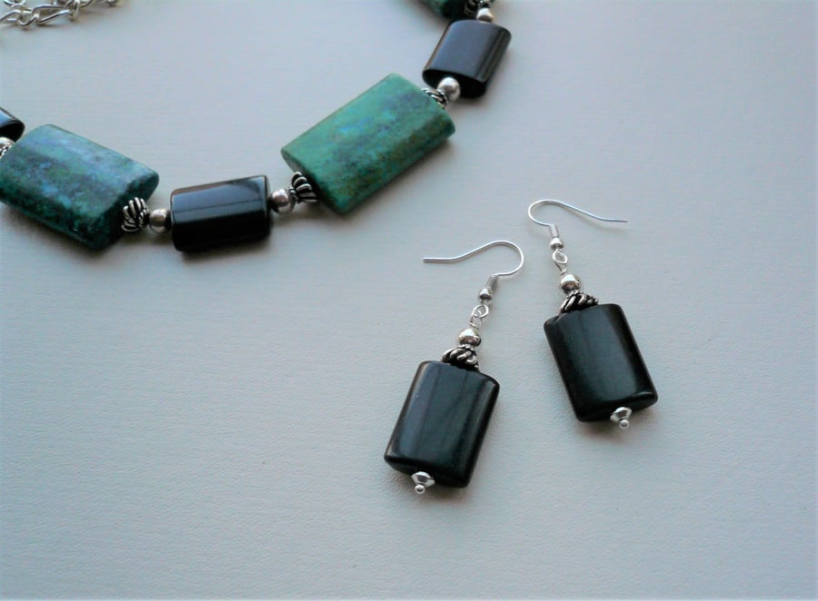 Custom Listing for Liz   Black Agate Earrings     KCJ382