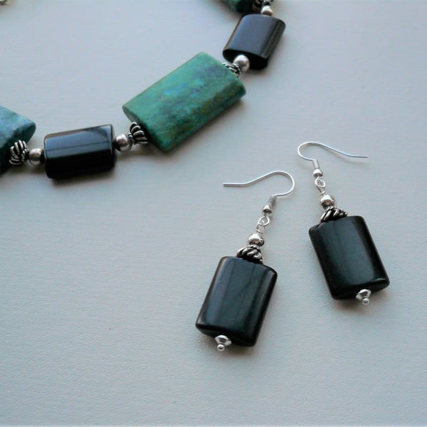 Custom Listing for Liz   Black Agate Earrings     KCJ382