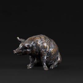 Foundry Bronze Sitting Pig Animal Statue Small Bronze Metal Sculpture