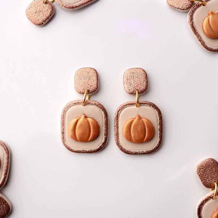Pumpkin Stud Earrings: Handmade Polymer Clay Halloween Jewelry