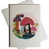 Greeting card - Pink Fairyland Felt Art - artwork by Betty Shek