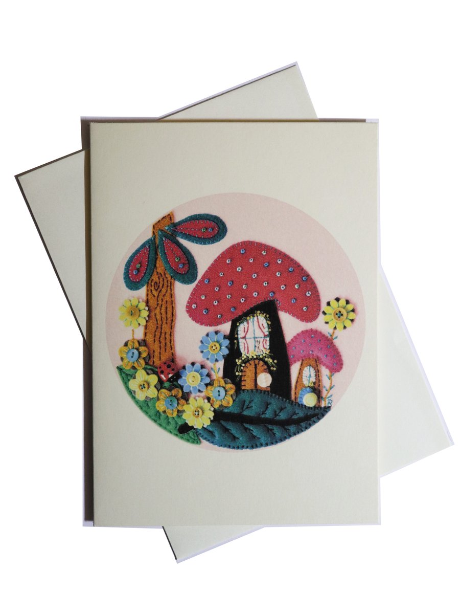 Greeting card - Pink Fairyland Felt Art - digital art - can frame for wall art 