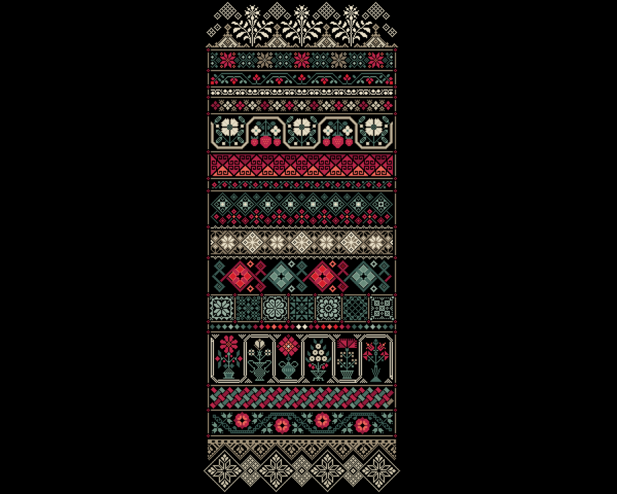 216C - Cross Stitch pattern Quaker SUPER LONG Band Strawberry Sampler Christmas 