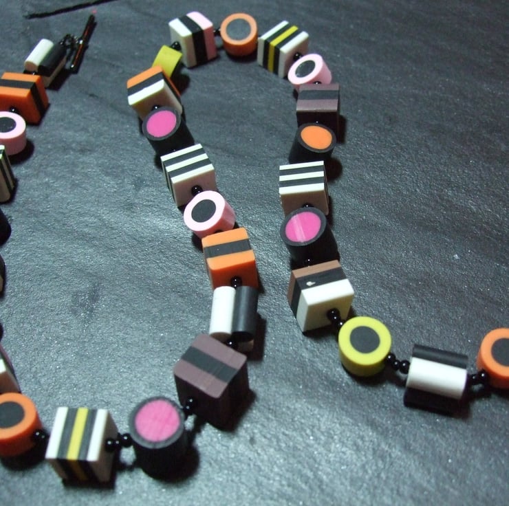 Liquorice Allsorts Kitsch Polymer Clay Necklace... Folksy