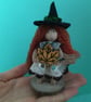 Tiny Autumn Witch Doll Decoration, Halloween Witch Core Ornament, Autumn Decor - Image 3