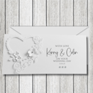 Personalised All White Floral Heart Money Gift Voucher Wallet or Card