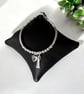 Sterling Silve Heart Lock & Tassel Charm Bracelet, Beaded Ball Bracelet - Image 1