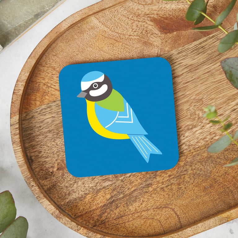 Blue Tit Coaster, Bird Drinks Mats, Nature Homewares, Garden Birds, Bird Design