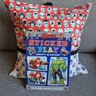 Superheroes reading pillow with activity book