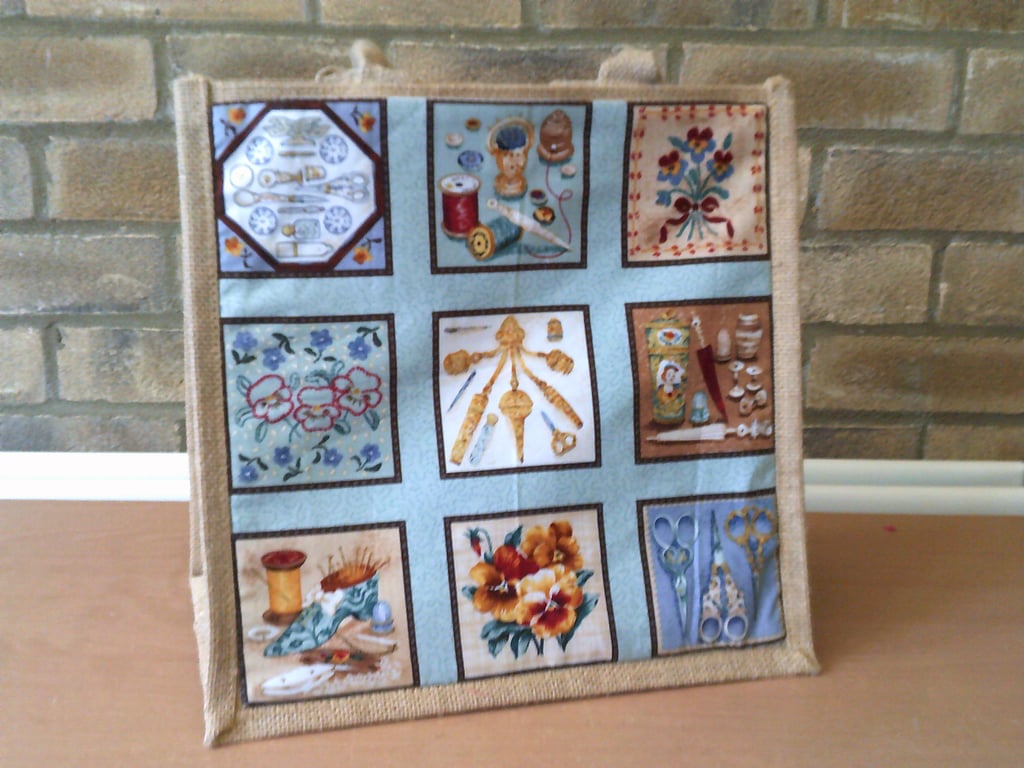 Needlework Panel Medium Jute Bag