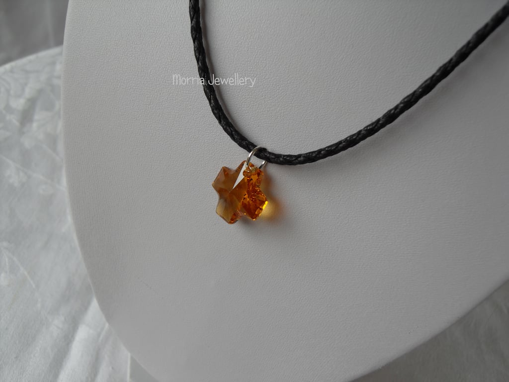 Cross on Waxed Cord Mans Necklace