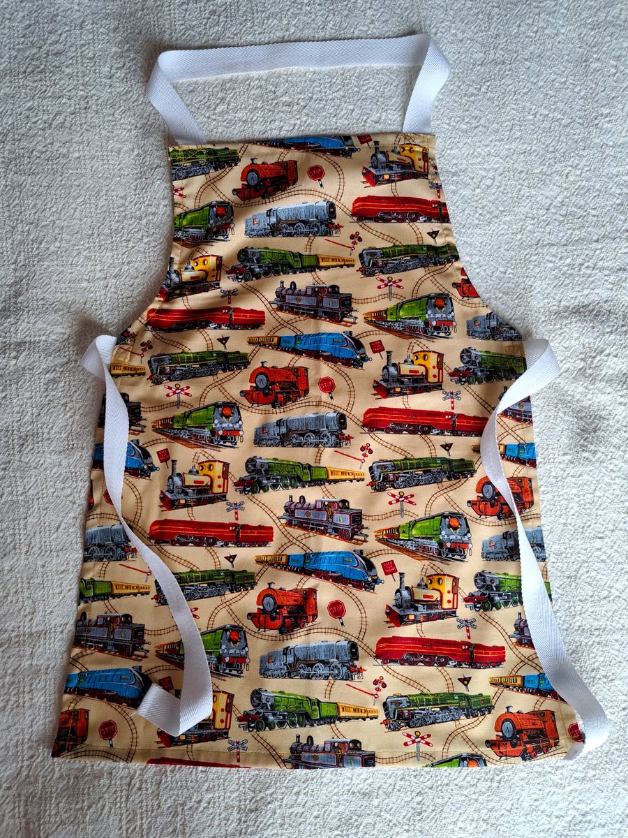 Train, Apron, age 6-10 years, hand made
