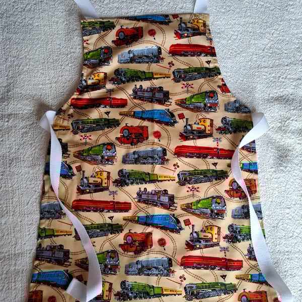Train, Apron, age 6-10 years, hand made