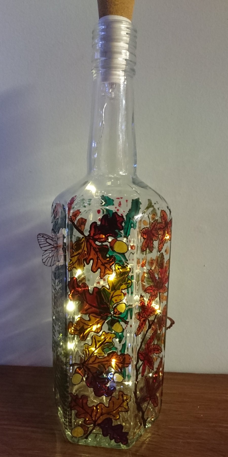 Forever Autumn - Handpainted Bottle Lamp