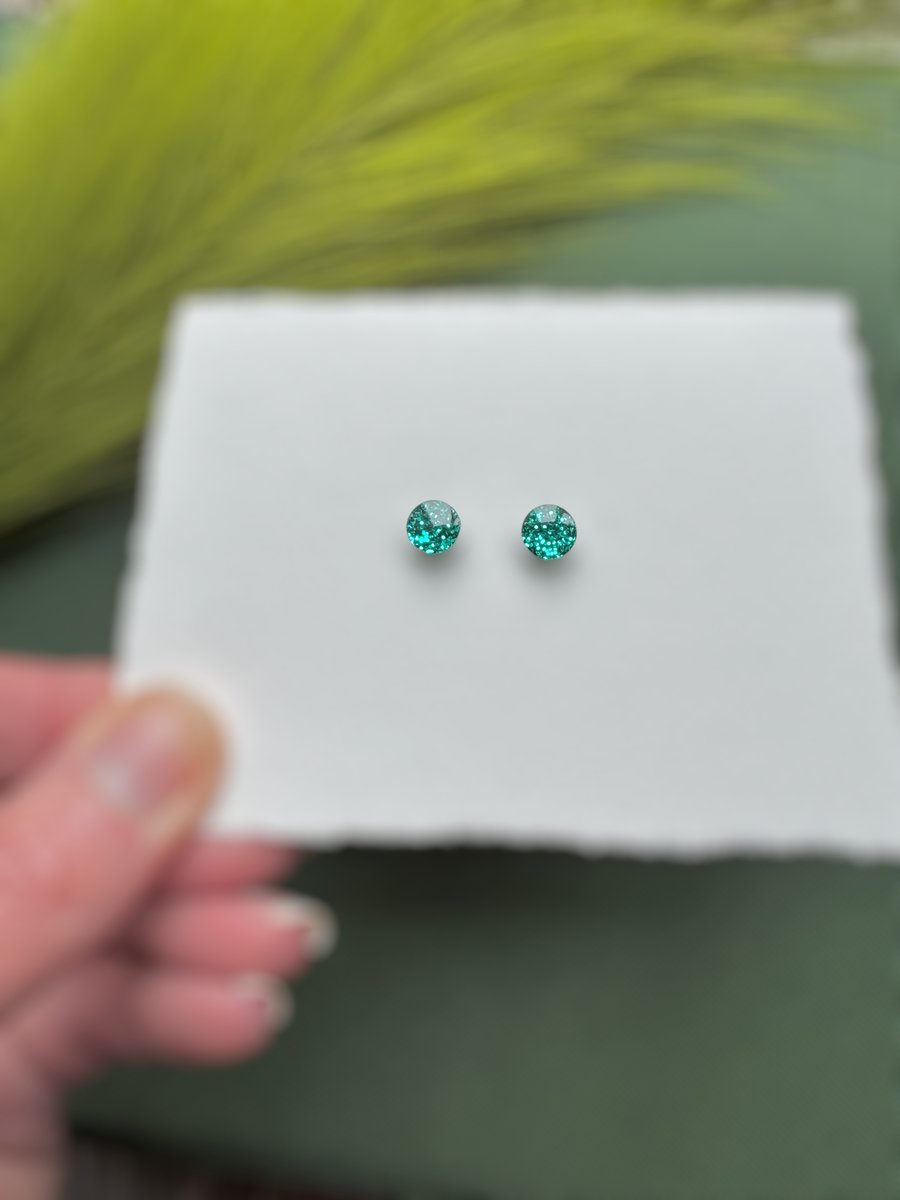 Teal Glitter Acrylic Micro Circle Stud Earrings