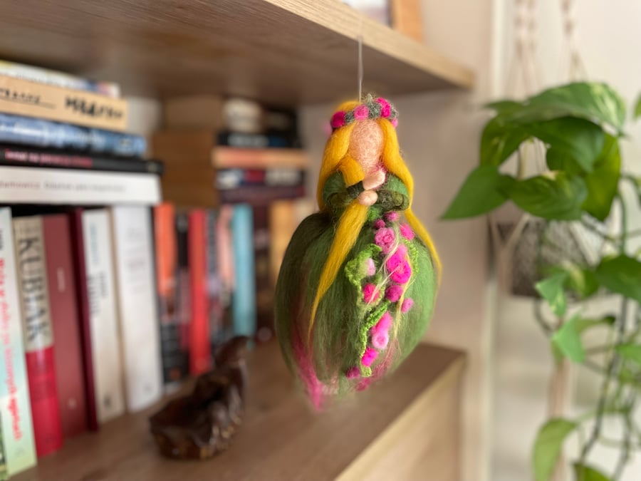 Felted Flower Spring Meadow Fairy Angel with flower dress Lovely room decoration