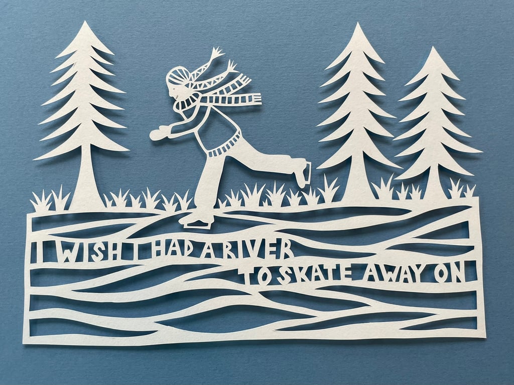 Ice Skater Original Framed Papercut Art