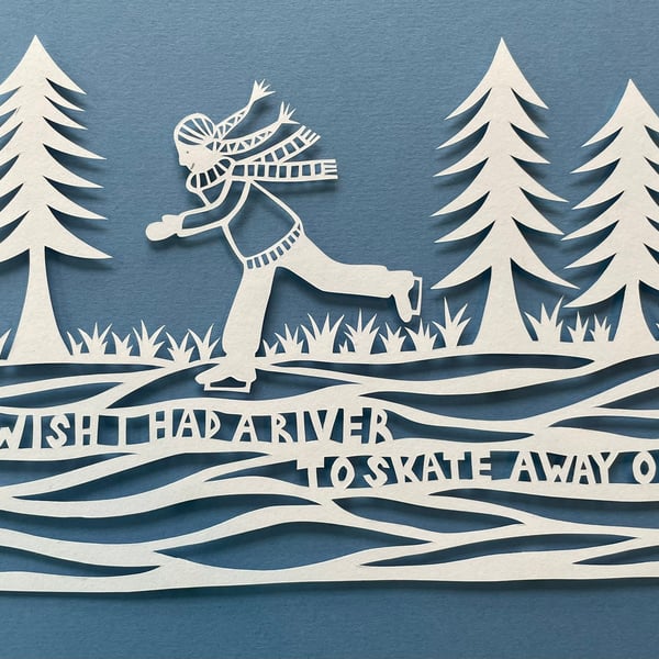 Ice Skater Original Framed Papercut Art