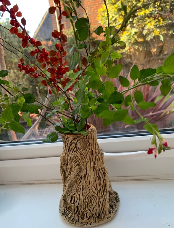 Vase inspired by tree bark