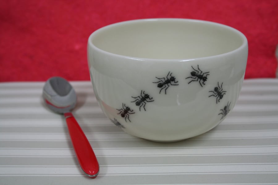 Porcelain bowl with ant trail decoration