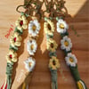 Handmade Macramé Daisy Keychain Bag Charm – 4 Colour Options