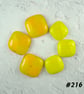 6 x yellow art glass cabochons, for jewellery making, crafting (216)