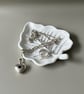 White Leaf Shaped Tray with Silver Leaf - Image 2