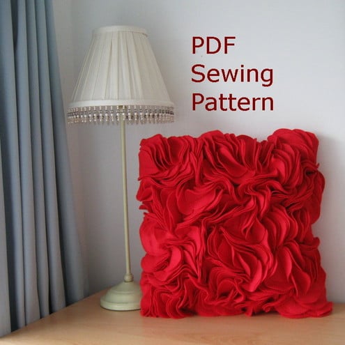 PDF Sewing Pattern make a Felt Ruffle Cushion Cover