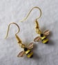 Pretty Black and Yellow Enamel Bee Earrings with gold plated ear-wires - Image 2