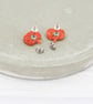 Titanium ear wire Orange glitter Pumpkin stud earrings - Hypoallergenic  - Image 3