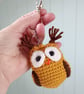 Owl crochet amigurumi keyring bag charm