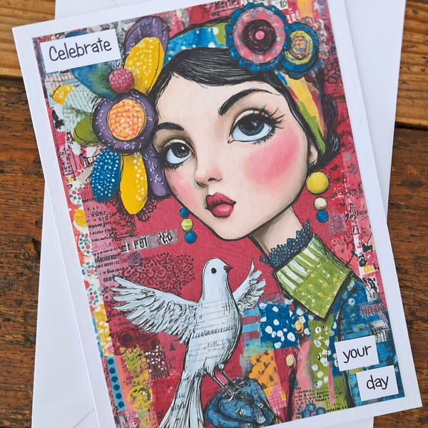C6715    Birthday Card, Hammered Card, Colourful, Quirky,