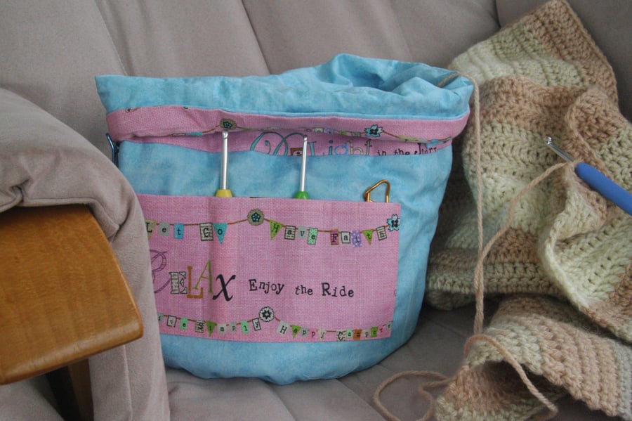 Large reversible Drawstring Project Bag