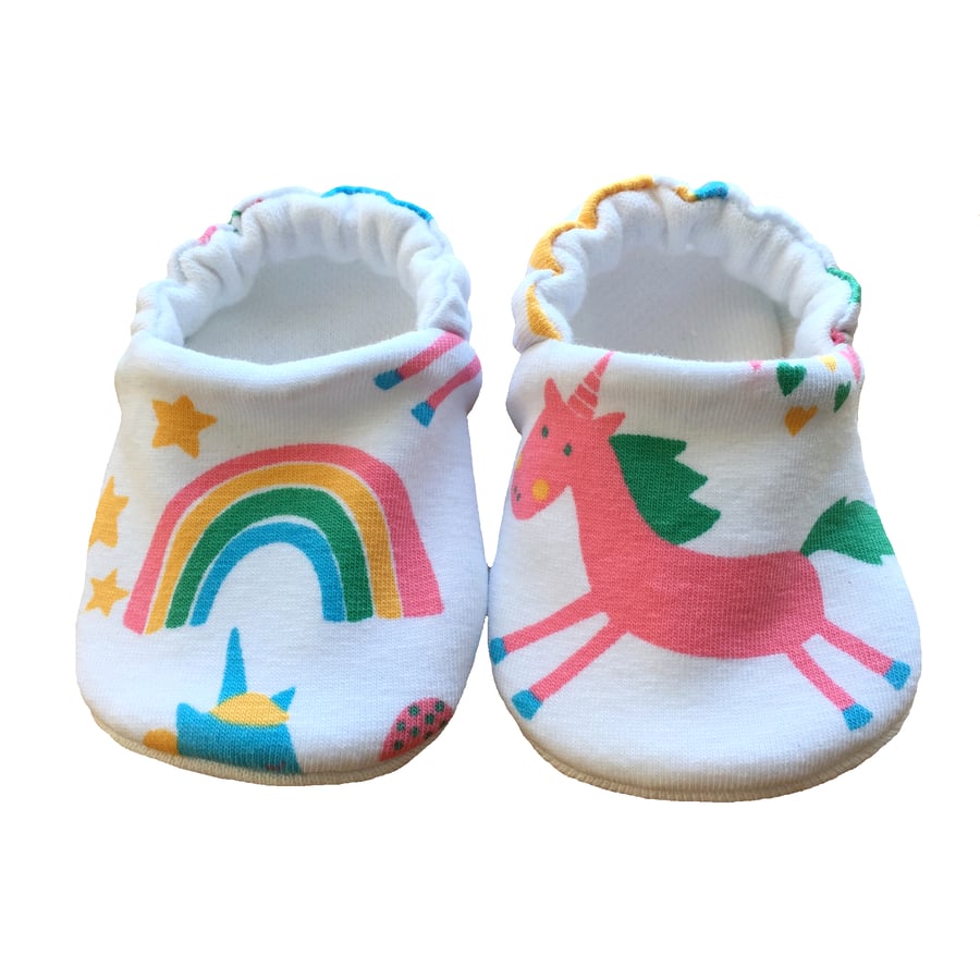 Unicorn Rainbow Shoes Organic Moccasins Kids Slippers Pram Shoes Gift Idea 0-9Y