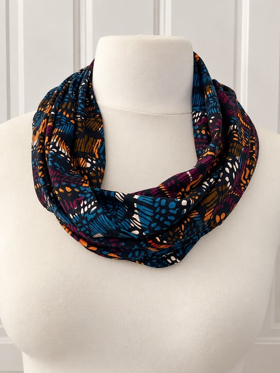 Beautiful Soft & Stretchy Cotton Infinity Scarf in shades - muted autumn tones