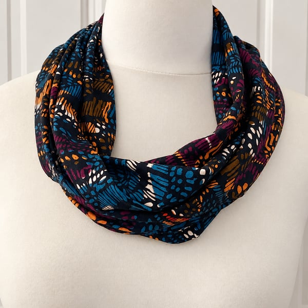 Beautiful Soft & Stretchy Cotton Infinity Scarf in shades - muted autumn tones