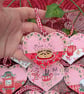 Hand-painted Mini Christmas Food and drink wooden hearts 7.6cm x 6.5cm  - Image 4