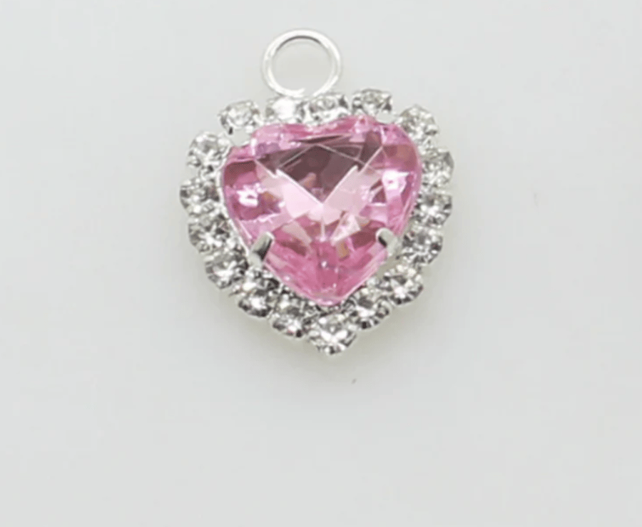 (P040S pink) 10 pcs, 14mm Crystal Pendants