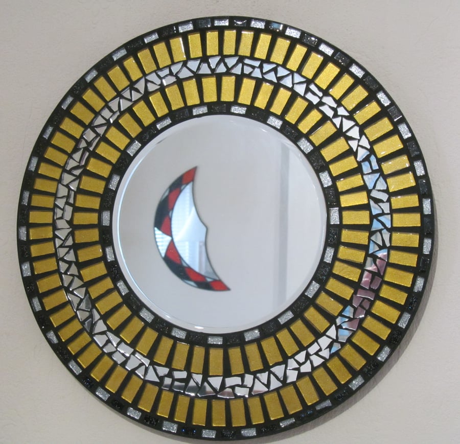 Silver black and gold glitter mosaic mirror Bathroom or any situation