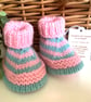 SALE Baby Girl's Hand Knitted Rompers & Matching Booties Set 0-3 months size - Image 5
