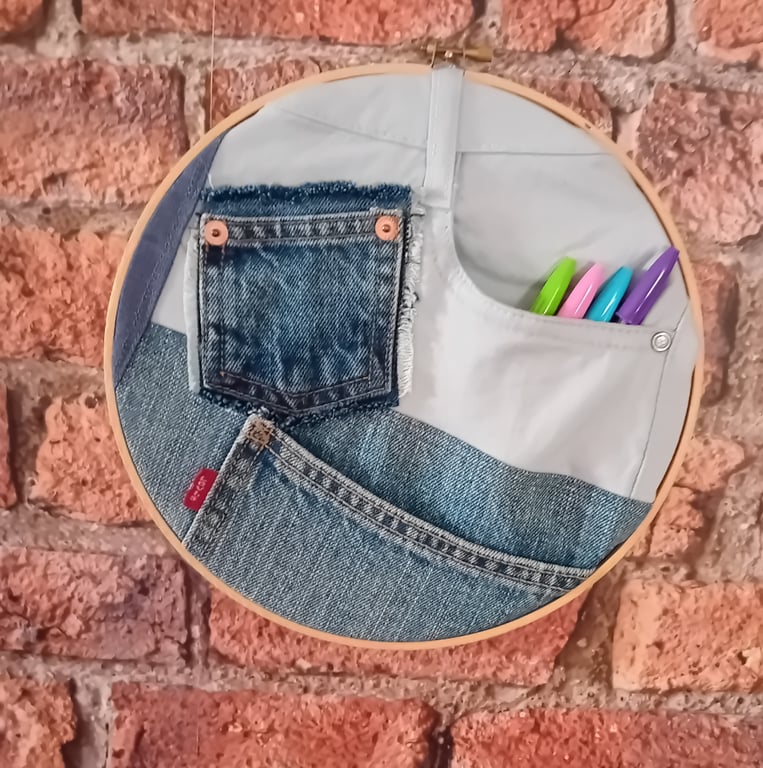 Handmade Denim Pocket Wall Hanging - Medium