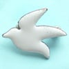 large bird brooch - white