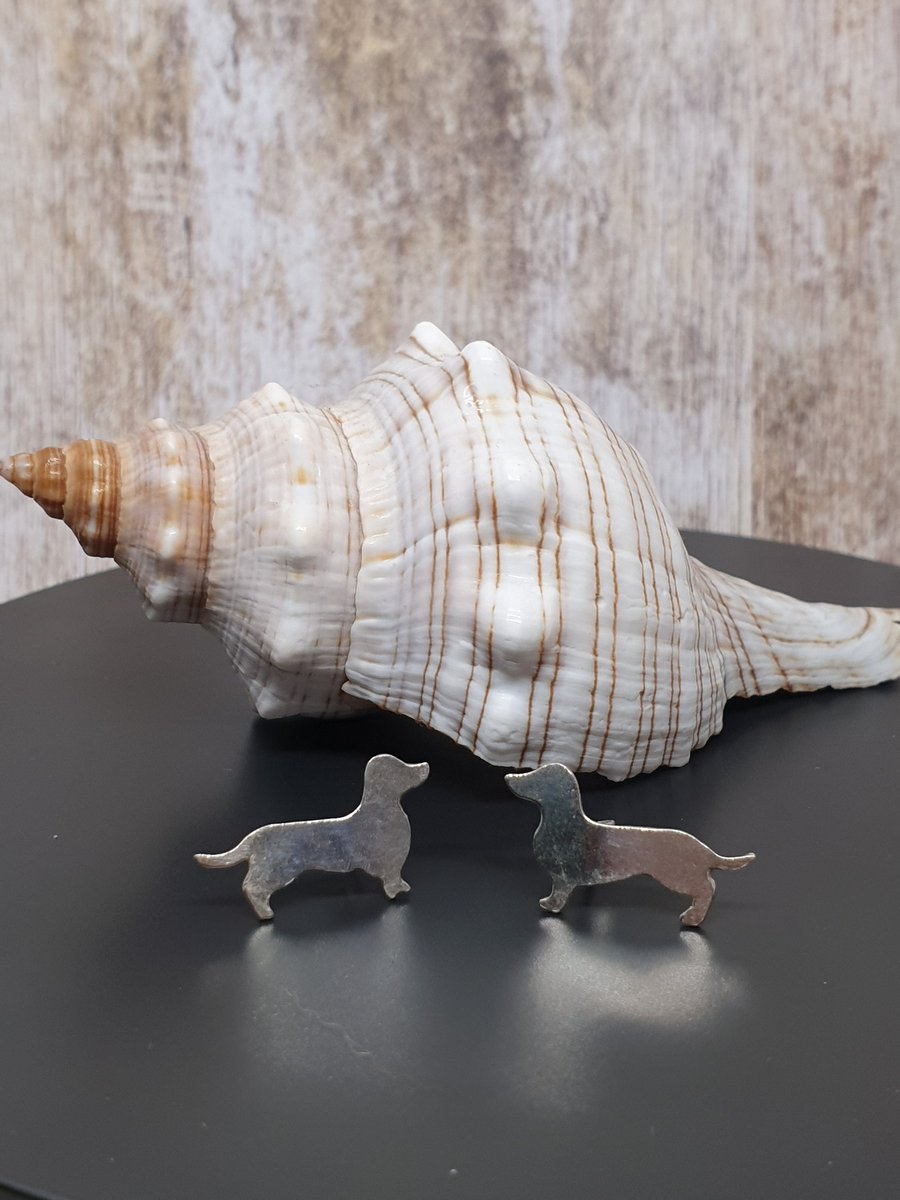 Sterling Silver 925 Sausage Dog Stud Earrings Full Hallmark