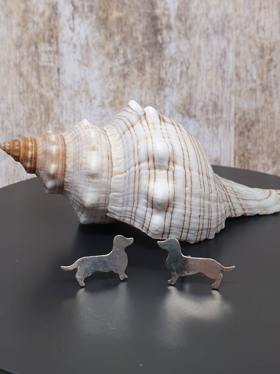 Sterling Silver 925 Sausage Dog Stud Earrings Full Hallmark