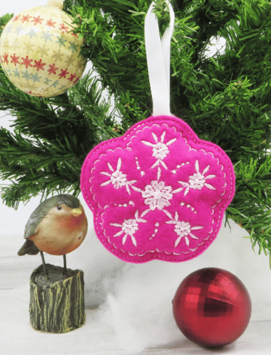 Christmas Decoration, Nordic Style Embroidered Felt Personalisable Tree Ornament